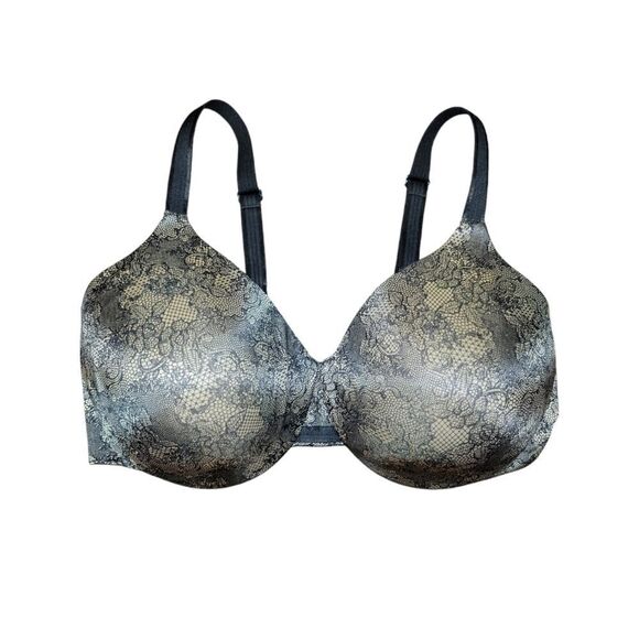 Bali One Smooth U Underwire Bra Smoothing Full-coverage Bra Black/Nude Lace 40DD - Picture 3 of 8